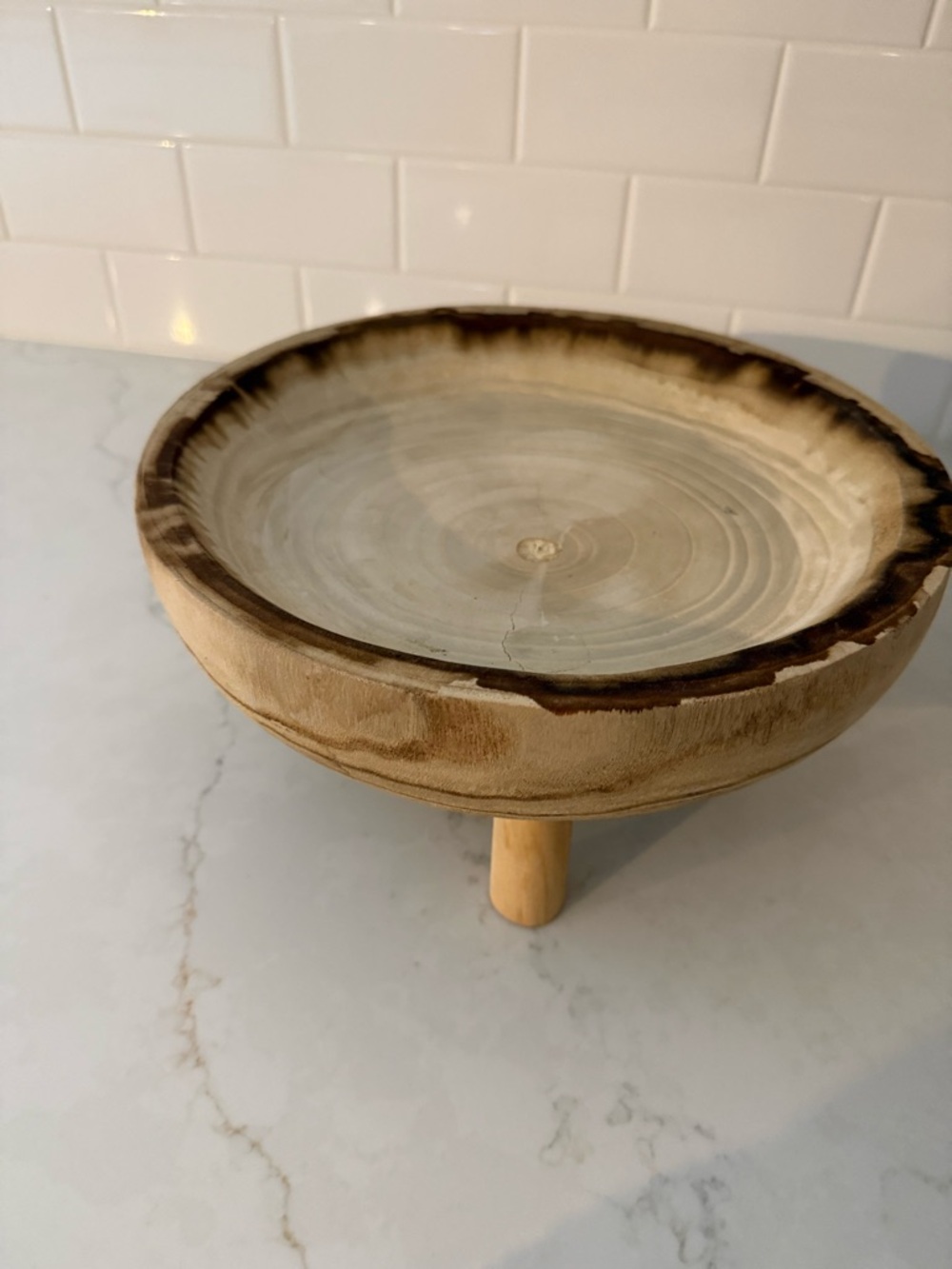 Wood Bowl with 3 Legs - 11" - Brown